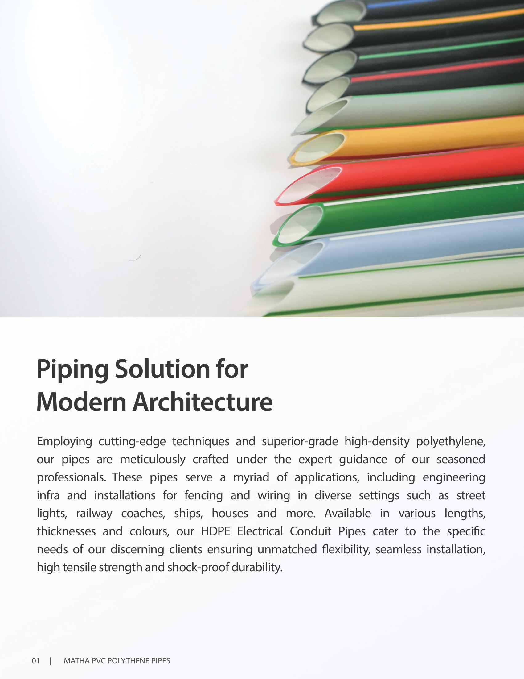 Range of HDPE conduit pipes in multiple colours