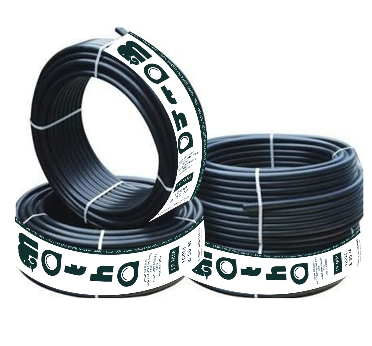 Matha Polythene Pipe HDPE coils with printed label
